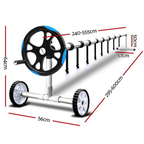 Aquabuddy Pool Cover Roller 5.5m Adjustable Swimming Pool Solar Blanket Reel Blue - Image 2