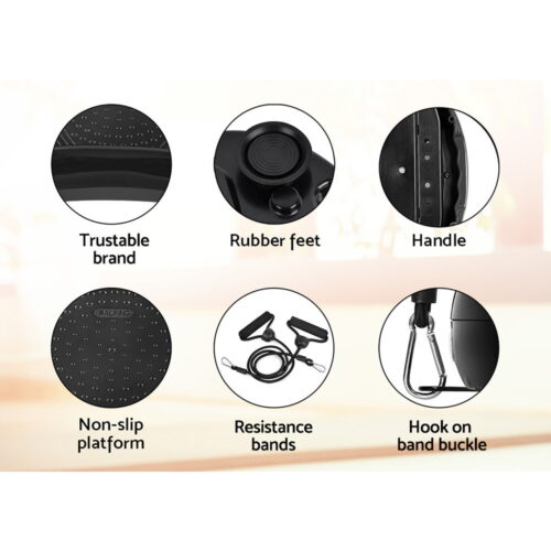 Everfit Vibration Machine Platform Vibrator Resistance Rope Home Fitness Black - Image 5