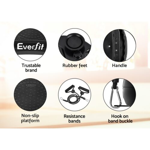 Everfit Vibration Machine Platform Vibrator Resistance Rope Home Fitness Black - Image 7