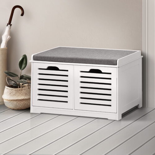 Artiss Shoe Rack Cabinet Bench White Caye - Image 8