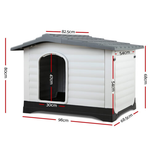 i.Pet Dog Kennel House Extra Large Outdoor Plastic Puppy Pet Cabin Shelter XL Grey - Image 3