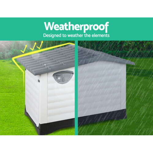 i.Pet Dog Kennel House Extra Large Outdoor Plastic Puppy Pet Cabin Shelter XL Grey - Image 4