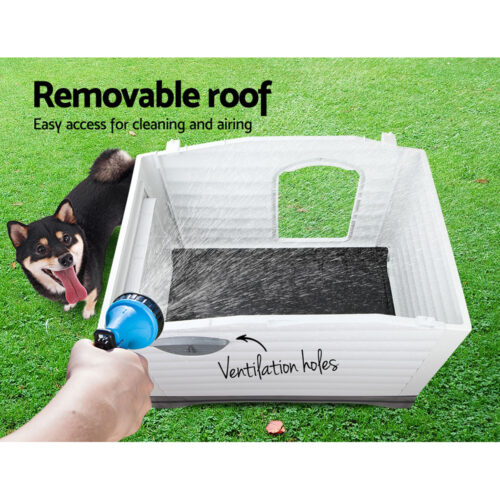 i.Pet Dog Kennel House Extra Large Outdoor Plastic Puppy Pet Cabin Shelter XL Grey - Image 7