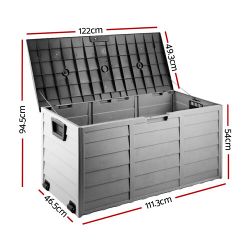 Gardeon Outdoor Storage Box 290L Lockable Organiser Garden Deck Shed Tool Black - Image 2