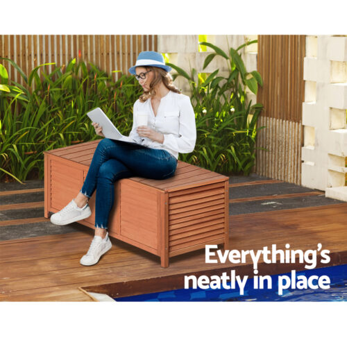 Gardeon Outdoor Storage Bench Box 210L Wooden Patio Furniture Garden Chair Seat - Image 6