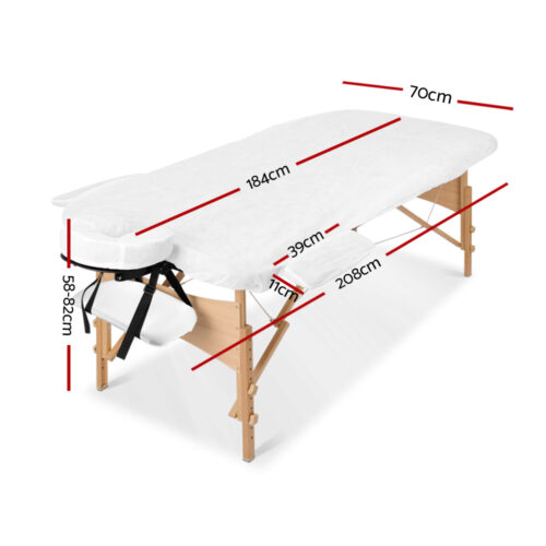 Zenses Massage Table 70cm Portable 3 Fold Wooden Beauty Bed White - Image 3