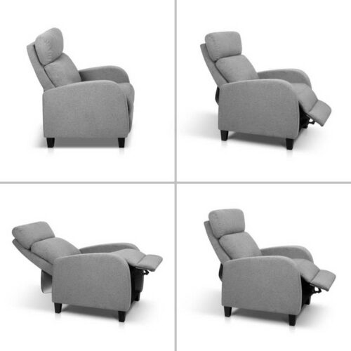 Artiss Fabric Reclining Armchair - Grey - Image 6