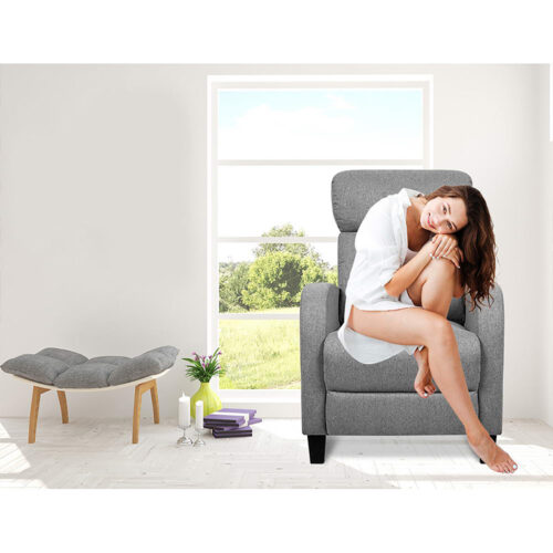 Artiss Fabric Reclining Armchair - Grey - Image 7