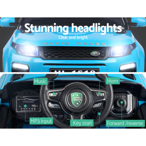 Rigo Kids Electric Ride On Car SUV Range Rover-inspired Toy Cars Remote 12V Blue - Image 10