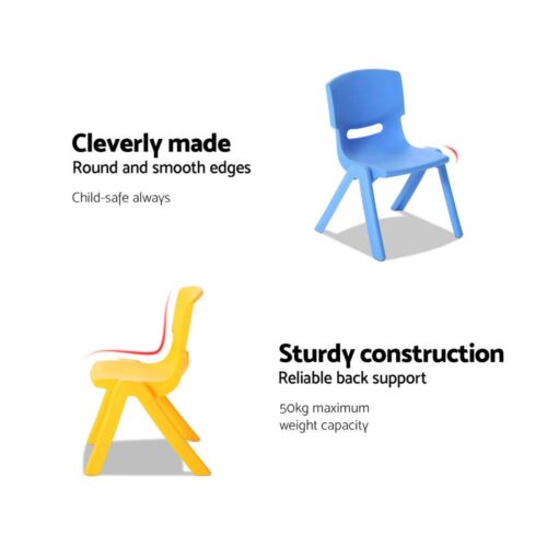 Keezi 5PCS Kids Table and Chairs Set Children Study Desk Furniture Plastic 4 Chairs - Image 4