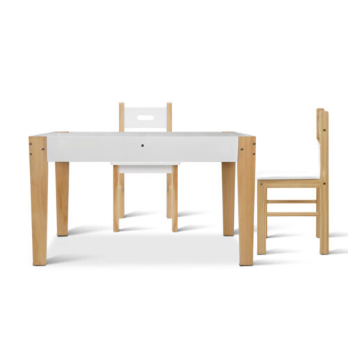 Keezi 3PCS Kids Table and Chairs Set Storage Toys Play Activity Desk Chalkboard - Image 4