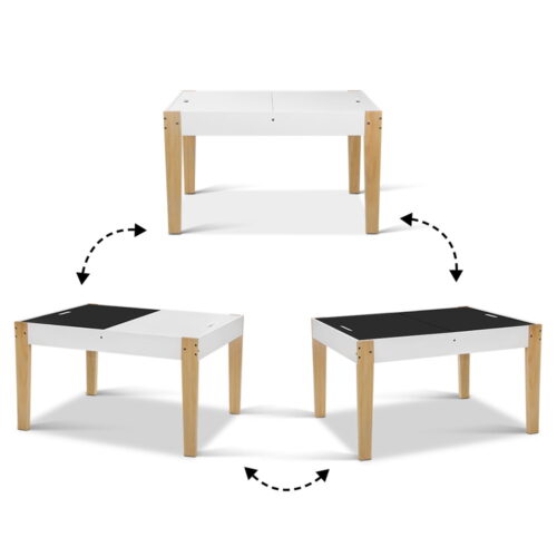 Keezi 3PCS Kids Table and Chairs Set Storage Toys Play Activity Desk Chalkboard - Image 7