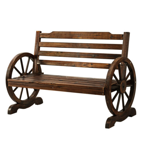 Gardeon Outdoor Garden Bench Wooden 2 Seat Wagon Chair Patio Furniture Brown - Image 2