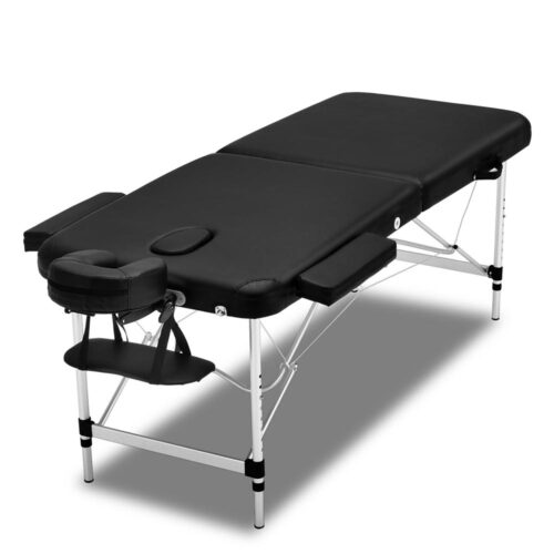Zenses Massage Table 75cm Portable 2 Fold Aluminium Beauty Bed Black - Image 2