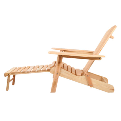 Gardeon Adirondack Outdoor Chairs Wooden Sun Lounge Patio Furniture Garden Natural - Image 5