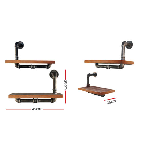 Artiss Floating DIY Pipe Shelf 3 Tiers - IONA - Image 3