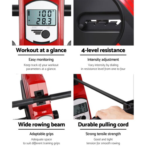 Everfit Rowing Machine Rower Elastic Rope Resistance Fitness Home Cardio - Image 6