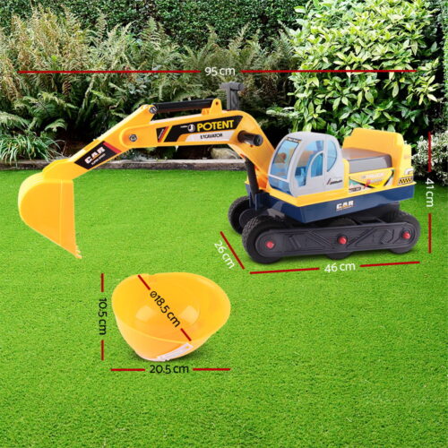 Keezi Ride On Car Toys Kids Excavator Digger Sandpit Bulldozer Car Pretend Play - Image 3