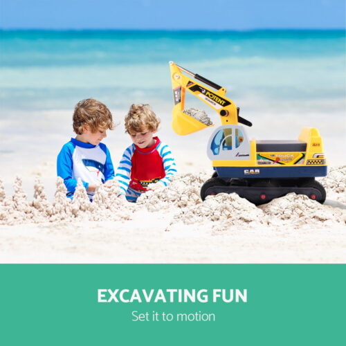 Keezi Ride On Car Toys Kids Excavator Digger Sandpit Bulldozer Car Pretend Play - Image 4