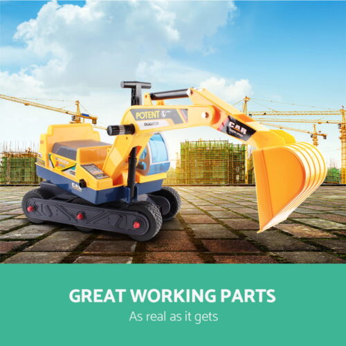 Keezi Ride On Car Toys Kids Excavator Digger Sandpit Bulldozer Car Pretend Play - Image 5
