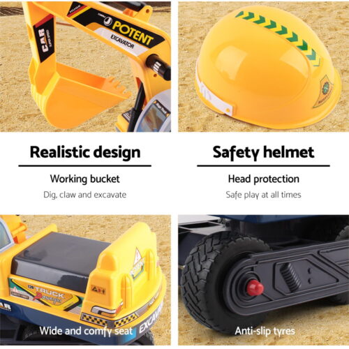 Keezi Ride On Car Toys Kids Excavator Digger Sandpit Bulldozer Car Pretend Play - Image 6