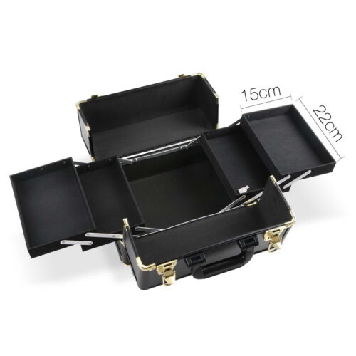 Embellir Makeup Case Beauty Trolley Cosmetic Organiser Box Travel Wheels Gold - Image 4