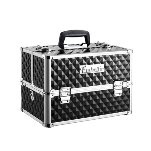 Embellir Portable Cosmetic Beauty Makeup Case - Diamond Black - Image 2