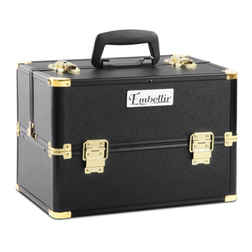 Embellir Portable Cosmetic Beauty Makeup Case - Black & Gold - Image 2