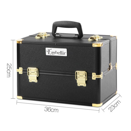 Embellir Portable Cosmetic Beauty Makeup Case - Black & Gold - Image 3