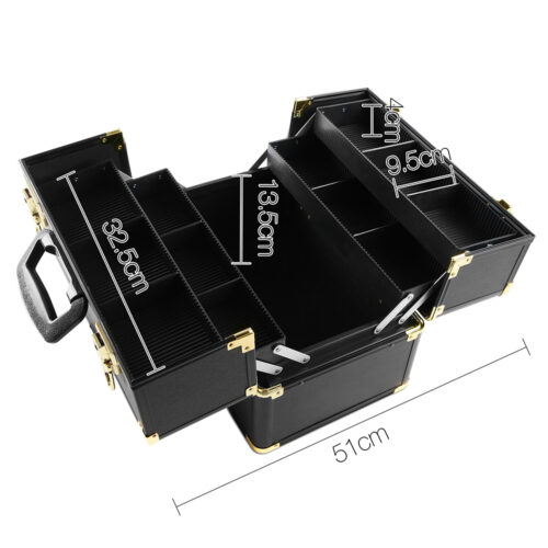 Embellir Portable Cosmetic Beauty Makeup Case - Black & Gold - Image 4