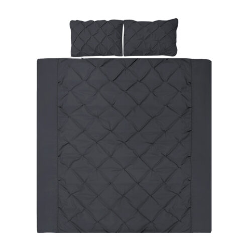 Giselle Bedding Quilt Cover Set Diamond Pinch Black King - Image 2