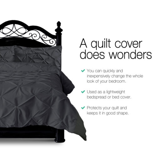 Giselle Bedding Quilt Cover Set Diamond Pinch Black King - Image 4