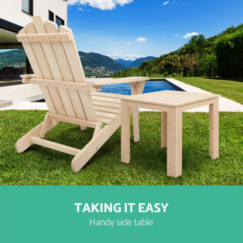 Gardeon Coffee Side Table Wooden Desk Outdoor Furniture Camping Garden Natural - Image 7