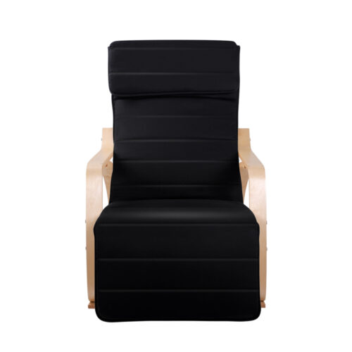 Artiss Rocking Armchair Footrest Nursing Black Afton - Image 4