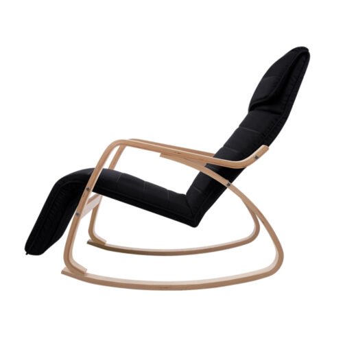 Artiss Rocking Armchair Footrest Nursing Black Afton - Image 5
