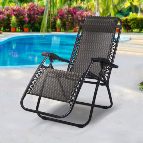Gardeon Zero Gravity Chair Folding Outdoor Recliner Adjustable Sun Lounge Camping Grey - Image 9