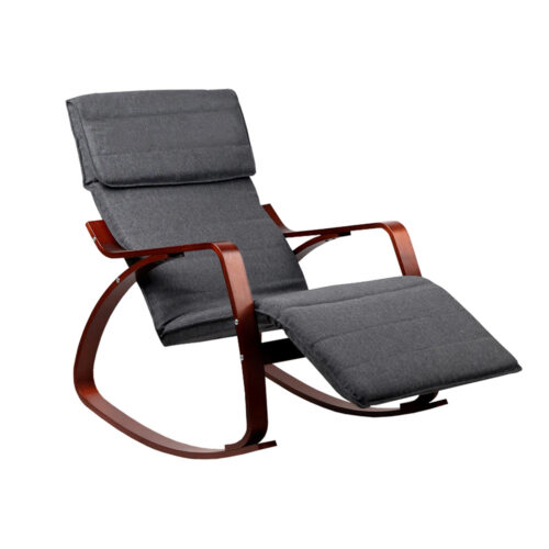 Artiss Rocking Armchair Footrest Nursing Charcoal Afton - Image 2