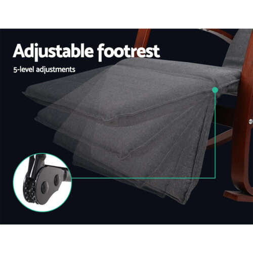 Artiss Rocking Armchair Footrest Nursing Charcoal Afton - Image 6