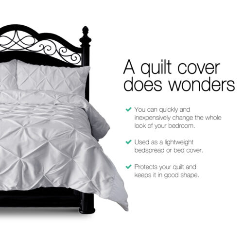 Giselle Bedding Quilt Cover Set Diamond Pinch Grey King - Image 4
