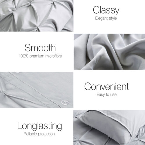 Giselle Bedding Quilt Cover Set Diamond Pinch Grey King - Image 6