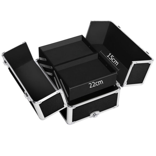 Embellir Makeup Case Beauty Trolley Cosmetic Organiser Box Travel Wheels Black - Image 3