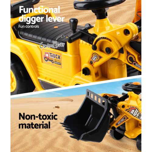 Keezi Ride On Car Toys Kids Excavator Bulldozer Sandpit Digger Car Pretend Play - Image 6