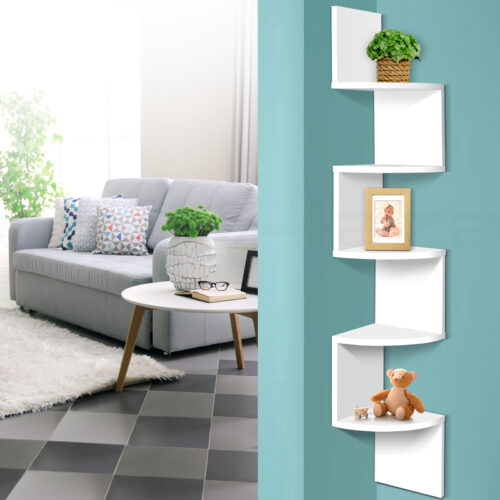 Artiss Wall Shelf Corner Floating 5-Tier White - Image 8