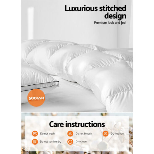 Giselle Bedding 500GSM Goose Down Feather Quilt King - Image 8