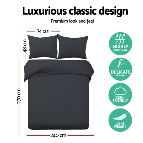 Giselle Bedding Quilt Cover Set Classic Black Super King - Image 3