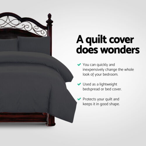 Giselle Bedding Quilt Cover Set Classic Black Super King - Image 4