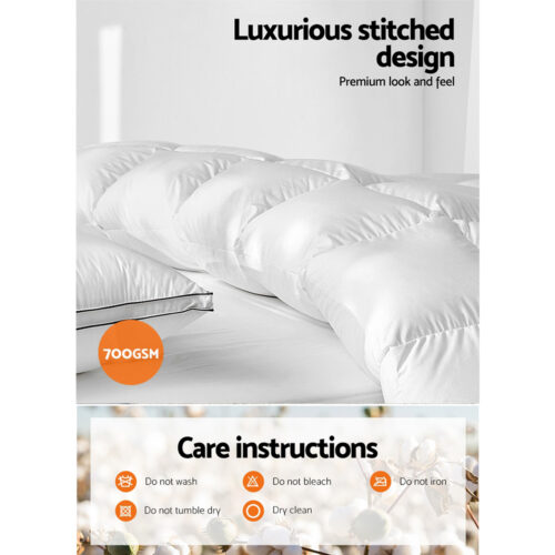 Giselle Bedding 700GSM Goose Down Feather Quilt Queen - Image 8