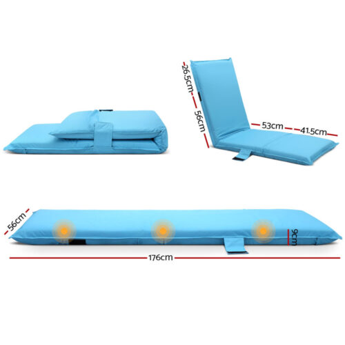 Artiss Floor Lounge Sofa Camping Chair Blue - Image 3