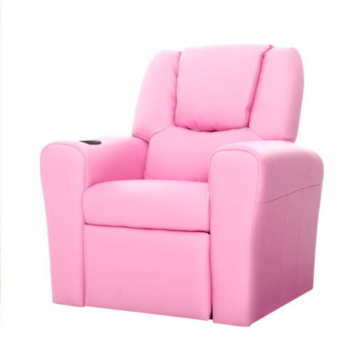 Keezi Kids Recliner Chair PU Leather Sofa Lounge Couch Children Armchair Pink - Image 2