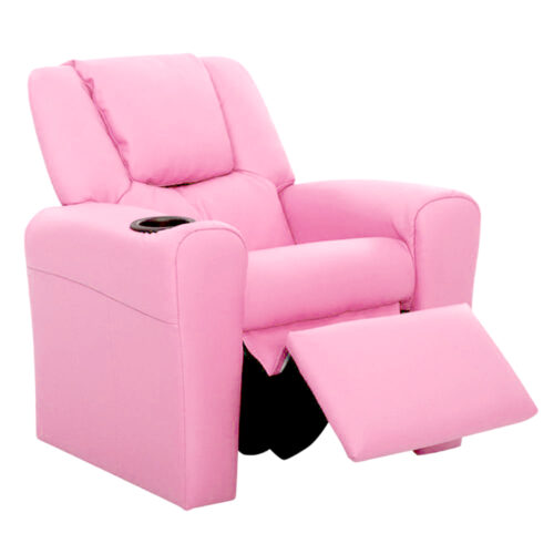 Keezi Kids Recliner Chair PU Leather Sofa Lounge Couch Children Armchair Pink - Image 4